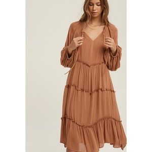 Camel colored midi dress